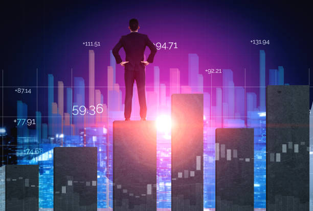 istock Double Exposure Image of Business Profit Growth 1200037224
