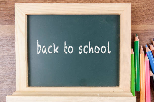 istock Back to school concept with pencil color and blackboard. 1200040596