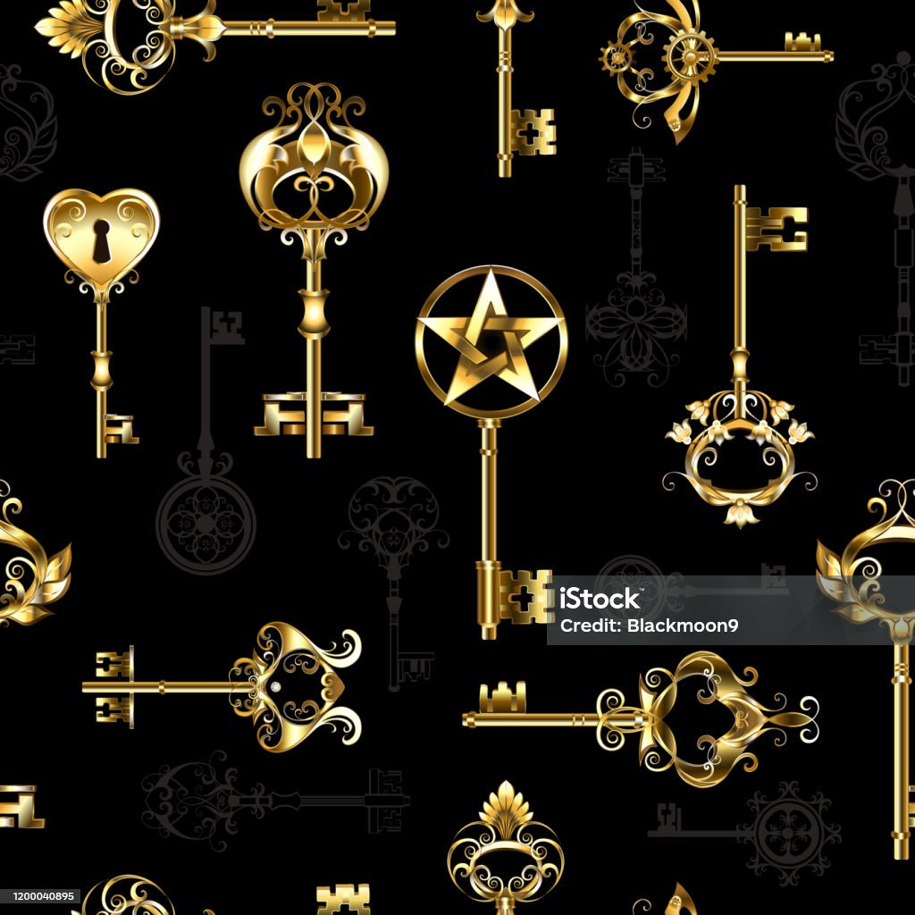 Golden Key Pattern Seamless Pattern With Golden Keys Stock Illustration - Download Image ...