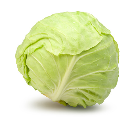Fresh cabbage isolated on white with clipping path.