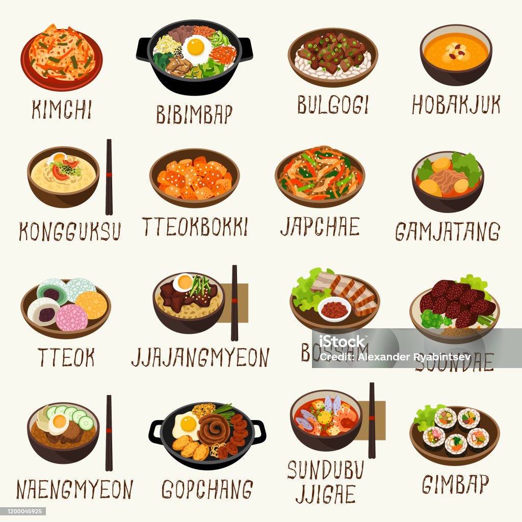Korean Food Icons Stock Illustration - Download Image Now - Korean Food,  Korea, Korean Culture - iStock