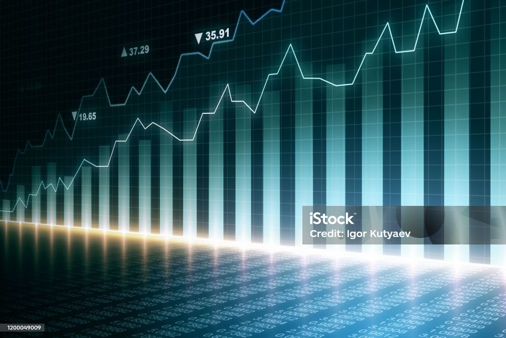Primer Plano Del Gráfico Financiero Sobre Fondo Oscuro Con Reflexiones  Concepto De Trading Renderizado 3d Foto de stock y más banco de imágenes de  Gráfico de barras - iStock