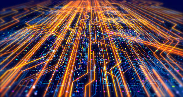 istock Glowing Futuristic Circuit Board Technology Illustration Render 1200052423