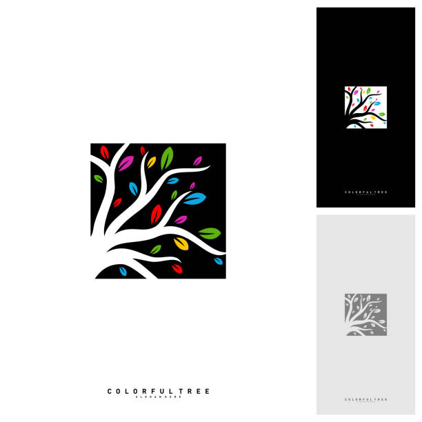 ilustrações de stock, clip art, desenhos animados e ícones de colorful tree logo design template. luxury tree logo concepts. nature logo concepts vector - logótipo ilustrações