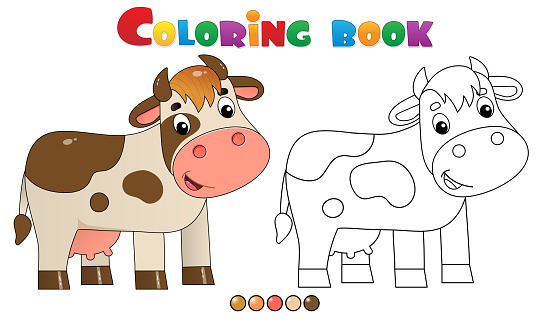 Coloring Page Outline Of Cartoon Cow Farm Animals Coloring Book For ...