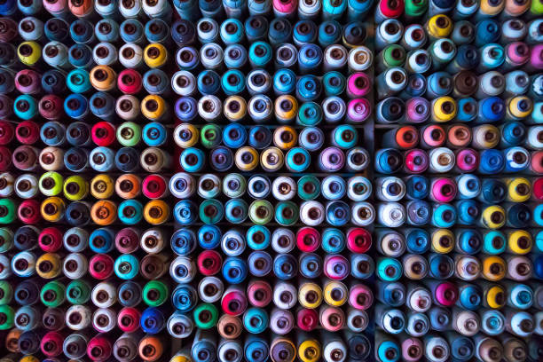 Background of old color paint cans