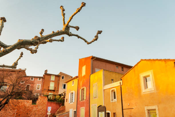 Famous ochre colored Roussillion village in Provence countryside, France