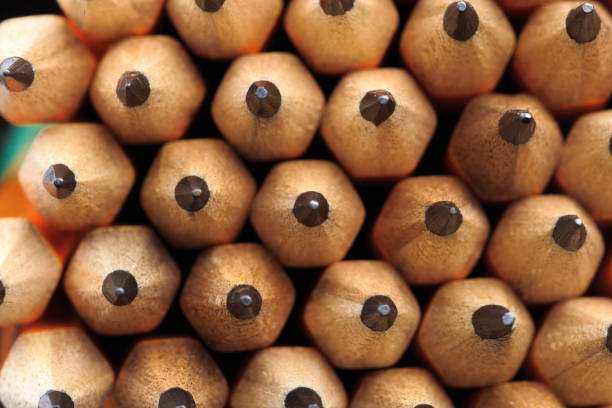 istock Top view of sharpened ends of pencils 1200056720
