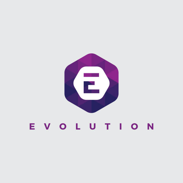 E Letter Logo Illustration on polygonal style E Letter Logo Illustration Template. With Hexagonal shape. Polygonal style on white background letter e stock illustrations