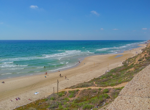 Netanya Beach on the Mediterranean Sea in Netanya, Israel