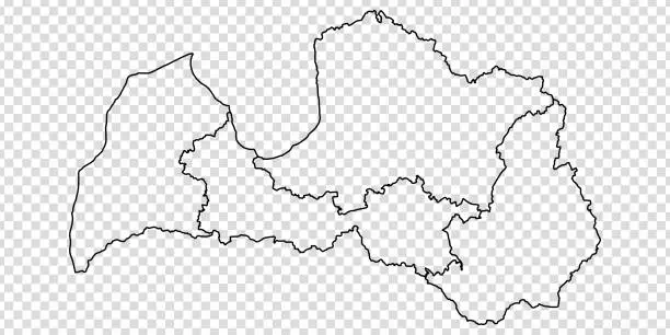 Vector illustration of Blank map of  Latvia. High quality map  Latvian republic with provinces on transparent background for your web site design, logo, app, UI.  Europe. EPS10.