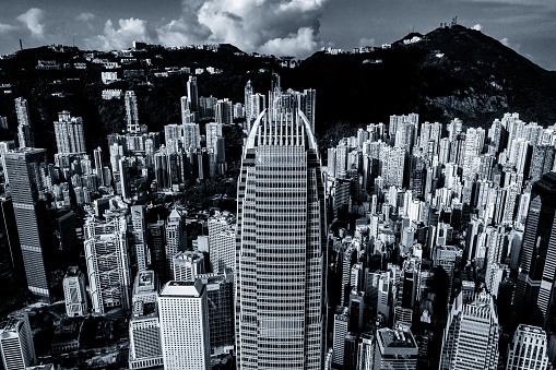 Central District - Hong Kong, Hong Kong, Two International Finance Center, Victoria Harbour - Hong Kong, Aerial View