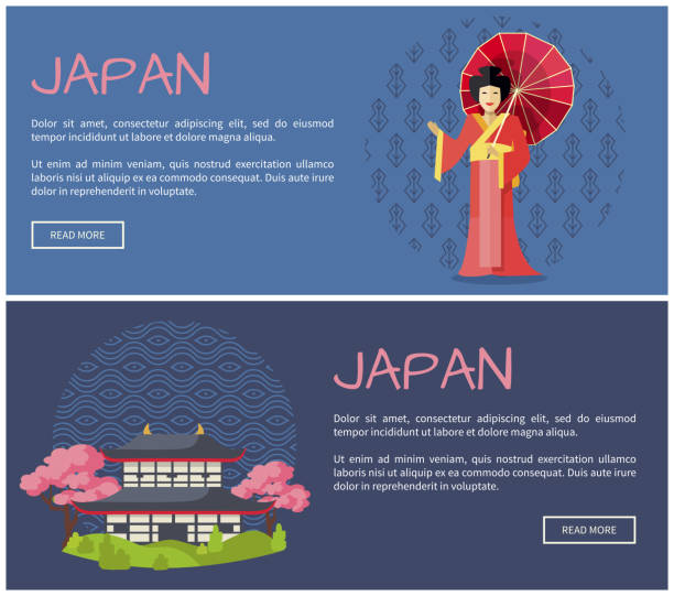 illustrations, cliparts, dessins animés et icônes de japan promotional internet pages templates set - sakura traditional culture japanese culture japan