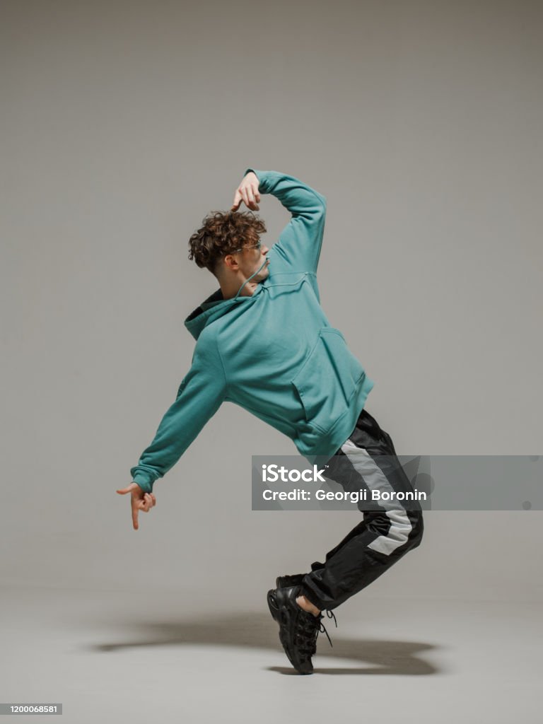 Neutral Dancing Guy Dancing Contemporary Dance In Studio Neutral Grey Background ...