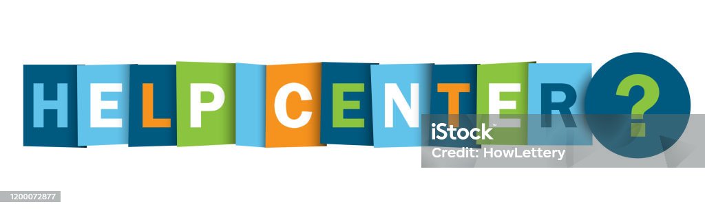 Center Picture Helper Sign Help Center Colorful Vector Typography Banner Stock Illustration ...