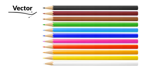 illustrations, cliparts, dessins animés et icônes de crayons colorés d'isolement sur le fond blanc. - colour pencil