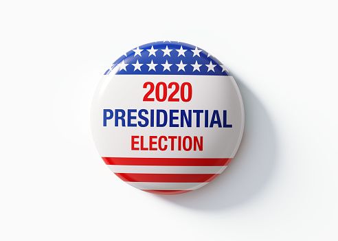 Presidential Election 2020 badge for elections in the United States of America. Isolated on white background. Great use for election and voting concepts. Clipping path is included.
