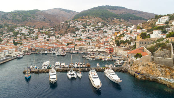 istock Hydra island marina and city 1200076538