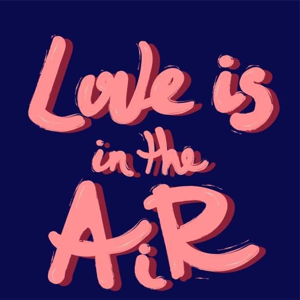 istock Love is in the air. Valentines day greeting card with calligraphy. Hand drawn design elements. Handwritten brush lettering. 1200078240
