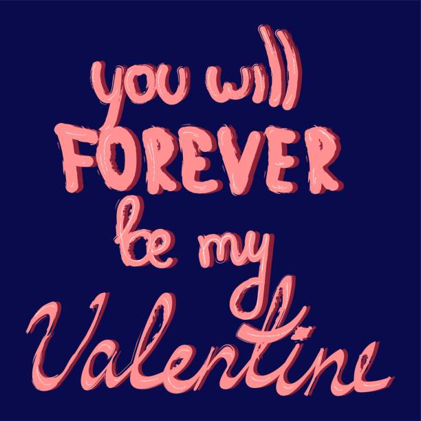 istock Forever my valentine. Valentines day greeting card with calligraphy. Hand drawn design elements. Handwritten brush lettering. 1200079422