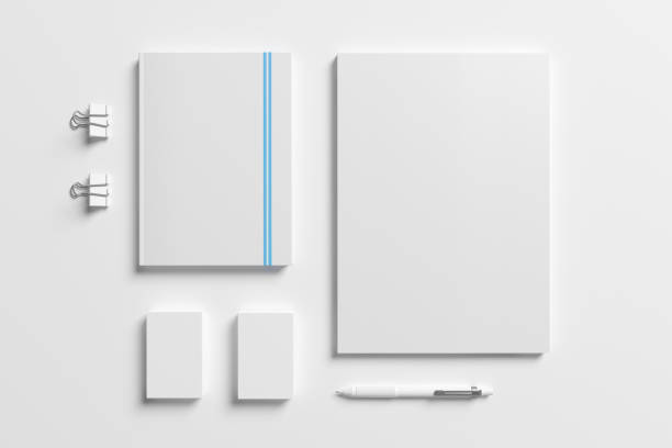 istock Blank identity stationery set isolated on white. Mockup concept for graphic designers presentations and portfolios. 3d render. 1200081214