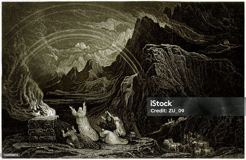 Noah's sacrifício (Genesis 8, 20- 22), publicado 1836 - Royalty-free Noah - Espiritualidade e Religião Ilustração de stock