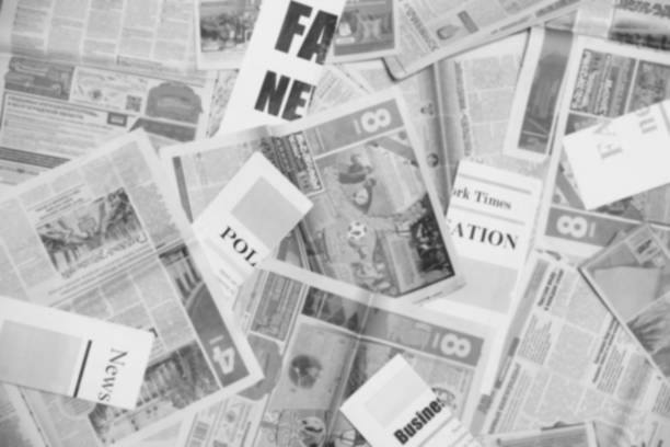 Blurred Background of Newspaper Pages stock photo