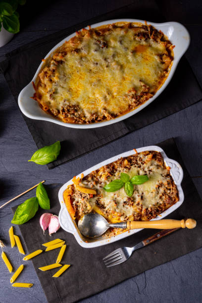 istock noodle , minced meat casserole with cheese 1200091698