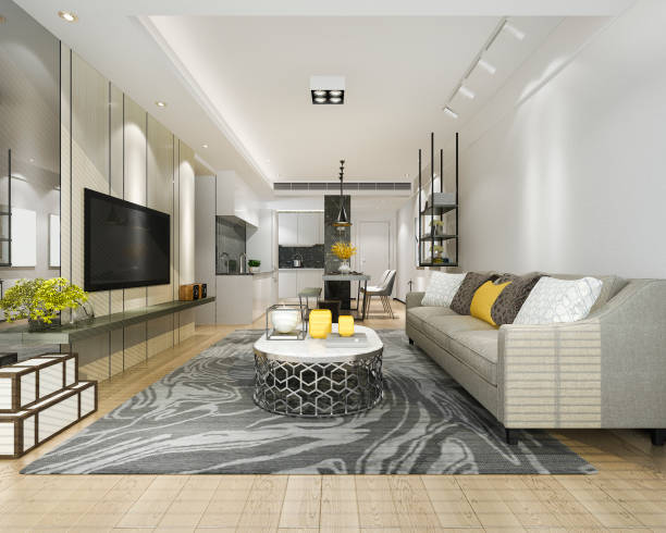 istock 3d rendering modern dining room and kitchen with living room with luxury decor 1200092090