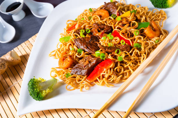 istock Fried Mie noodles with beef and vegetables. 1200093226