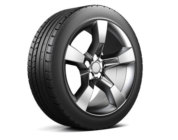 Wheel retro car with classic disk set. 3D rendering