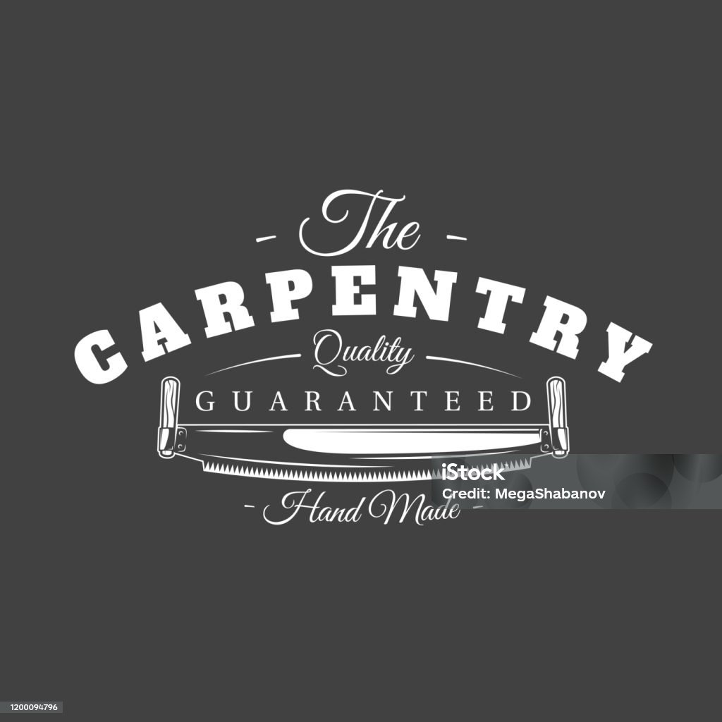 Carpenter Label Carpentry Label Isolated On Black Background Stock Illustration ...