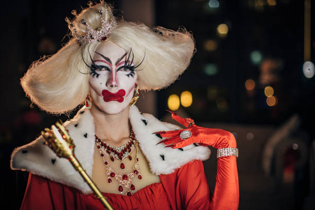istock Drag queen sitting in dark apartment 1200096863