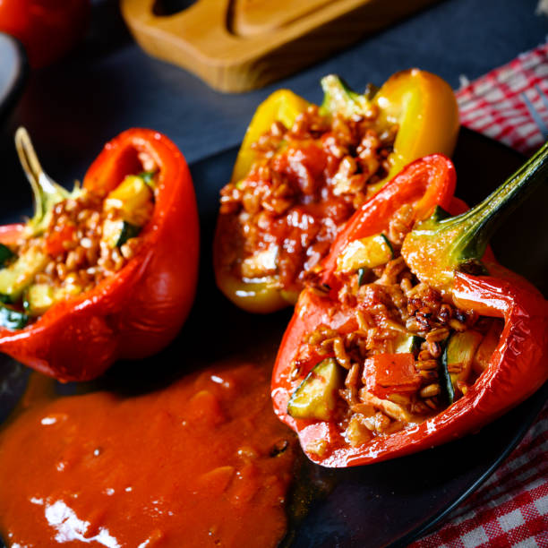 istock Peppers with spelled, sheep's cheese filling 1200097093