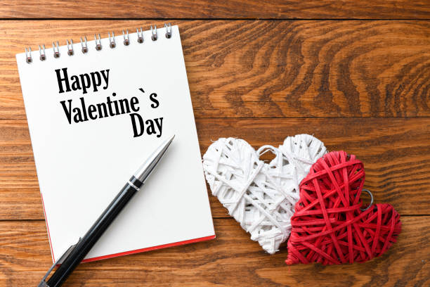 istock Happy Valentine`s Day message. Text on spiral notepad