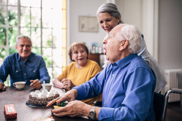 istock Birthday surprise for senior man 1200104726