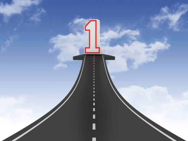 istock Road Arrow with Number One on Sky - 3D Rendering 1200106834
