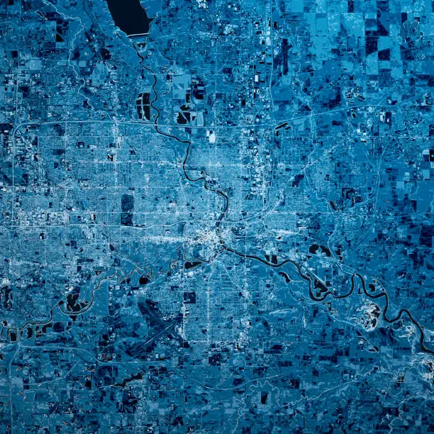 Photo of Des Moines Iowa 3D Render Map Blue Top View Nov 2018