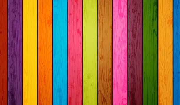 Vector illustration of Colored wood planks background. Vector illustration
