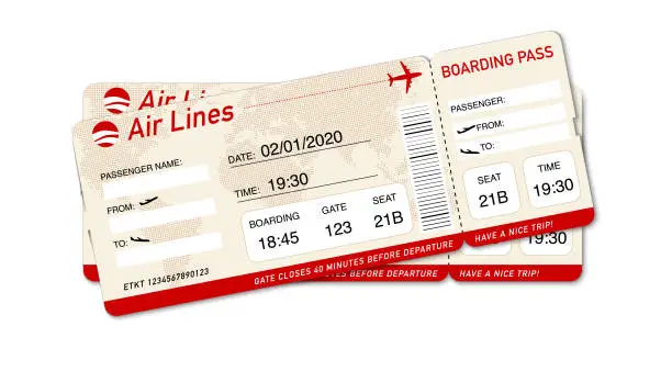Vector illustration of Airplane ticket. Boarding pass ticket template
