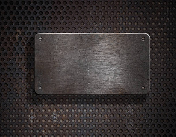 istock grunge rusty metal plate over grid background 120010993