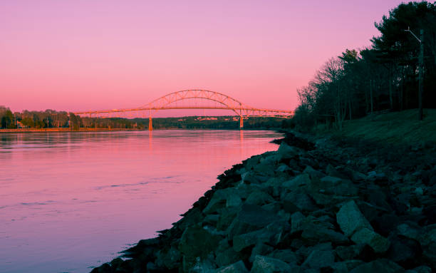 istock Pink twilight over Sagamore Bridge and Cape Cod Canal 1200110833