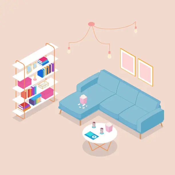 Vector illustration of Isometric living room