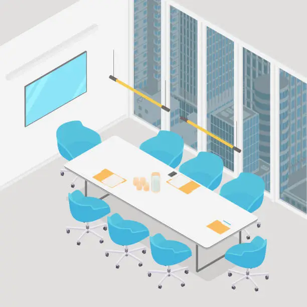 Vector illustration of Modern isometric conference room