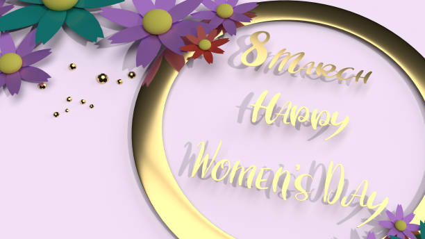 istock flowers and gold 3d rendering for women day content. 1200115043