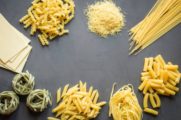 istock Different types of pasta from durum wheat varieties for cooking Mediterranean dishes. 1200115392