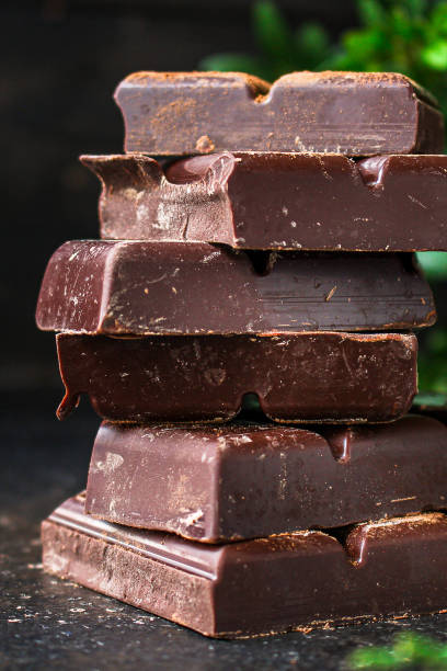 istock chocolate (delicious cocoa dessert, pieces of sweets) menu concept. food background. top view. copy space 1200116199