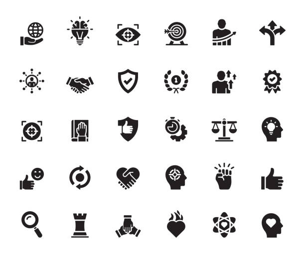 ilustraciones, imágenes clip art, dibujos animados e iconos de stock de conjunto simple de valores principales iconos vectoriales relacionados. colección de símbolos. - transparent