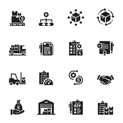 Simple Set of Procurement Process Related Vector Icons. Symbol Collection