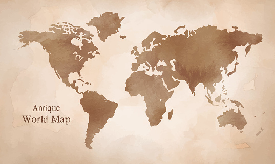 Antique Wold Map with Watercolor texture